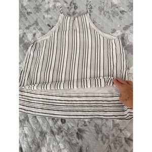 Monteau Striped Halter Tank Top Coastal Minimalist Cottagecore Large